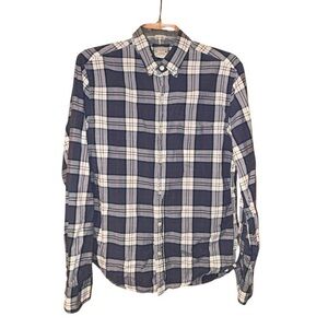 J.‎ Crew Men’s Slim Fit Shirt Blue Plaid Button Down Woven Cotton Size Medium